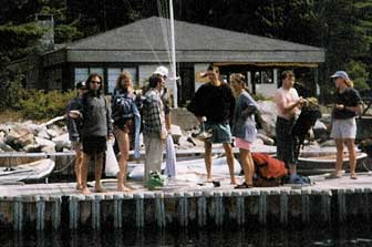 On the dock, after the swim