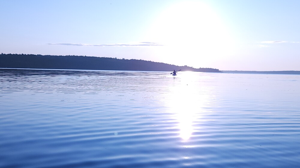 paddling out to long island before the swim